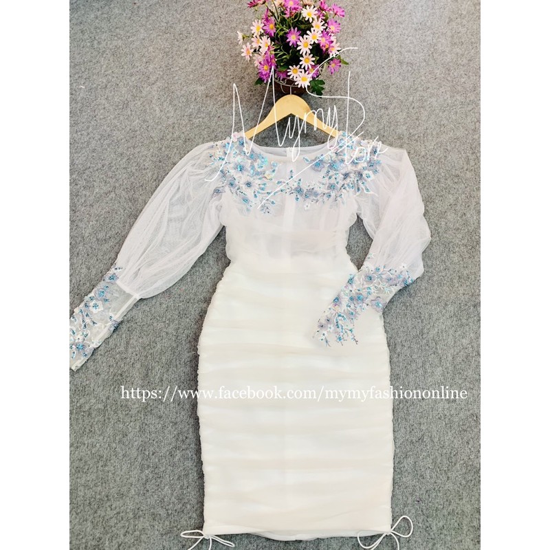 KÈM ẢNH/VIDEO THẬT - Đầm body kết cườm TRIPBLE T DRESS - MS121Y