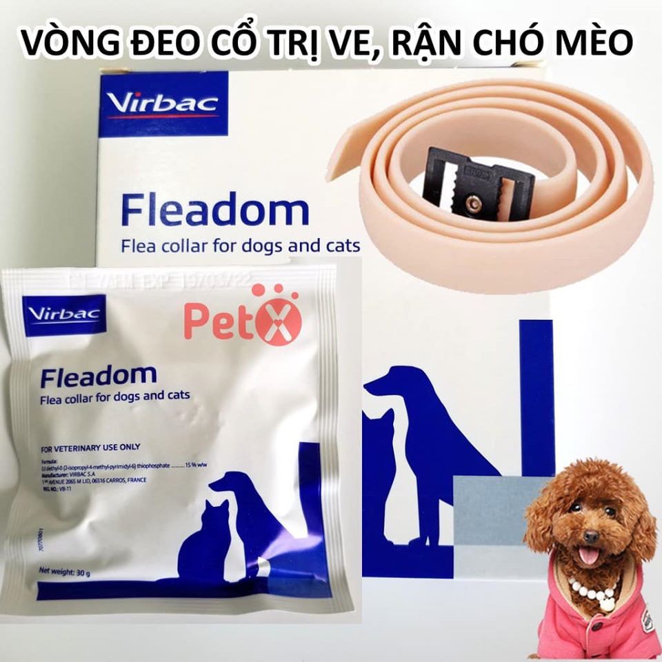 Vòng cổ trị ve rận cho chó mèo Fleadom Virbac