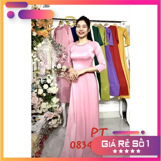 Áo dài Tây Thi trơn cổ tết màu trơn kiểu dáng đơn giản hiện đại