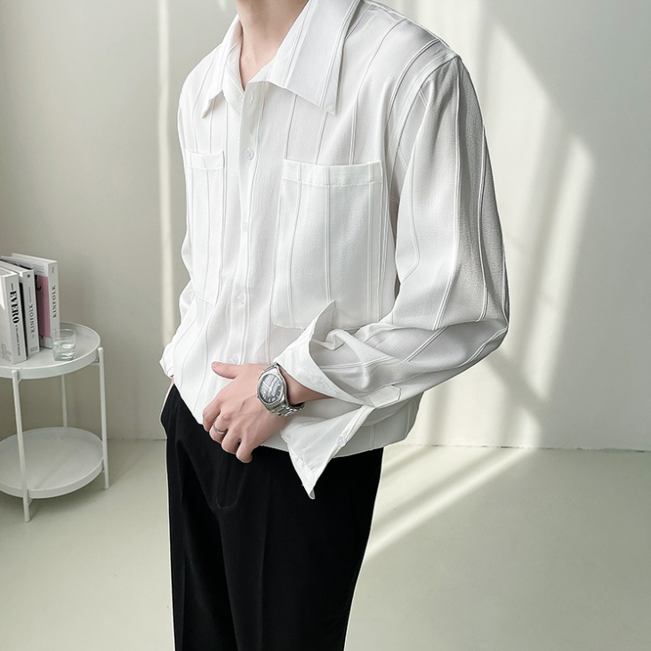 Áo Sơ Mi Tay Dài Họa Tiết Sọc Thời Trang Hàn Quốc Cho Nam