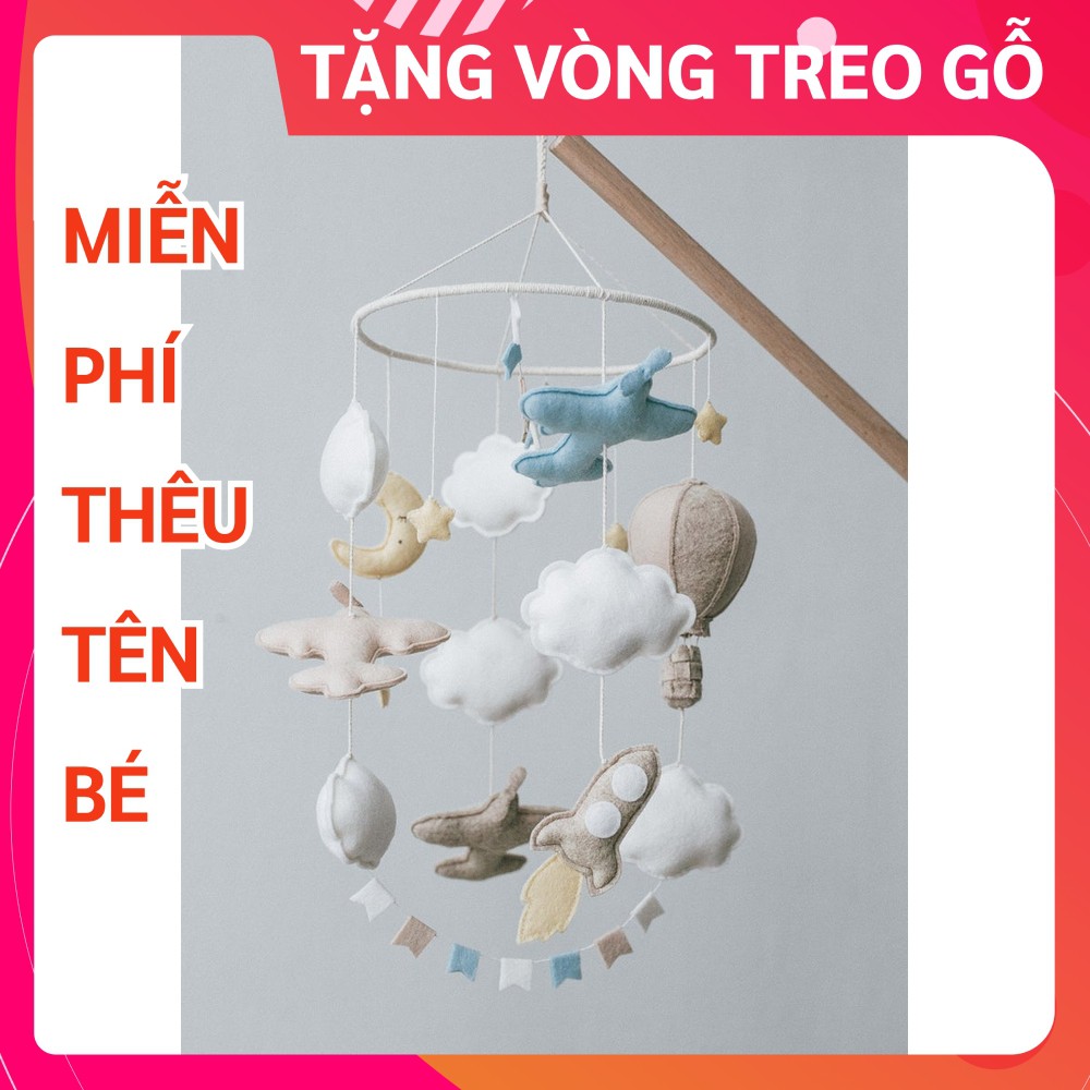 Đồ chơi treo nôi cũi cho bé kích thích thị giác ảnh thật, có nhạc tự xoay mẫu BẦU TRỜI 5