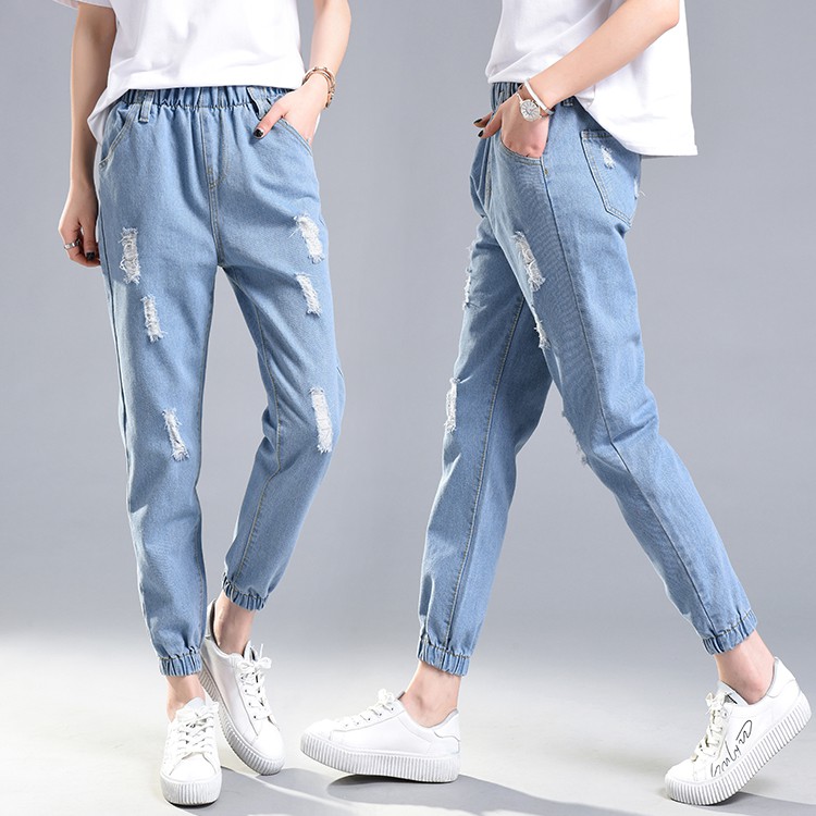 women's fashion denim long pants jogger jeans korean style
