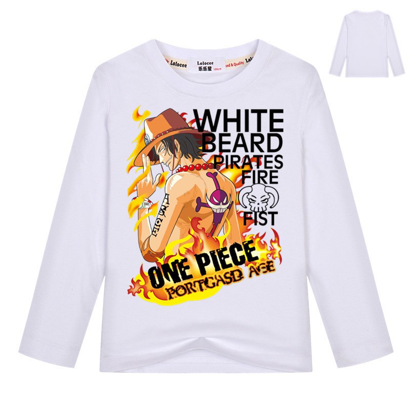 Áo thun hình One Piece tay dài bằng cotton