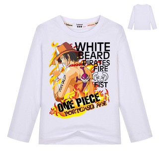 Áo thun hình One Piece tay dài bằng cotton
