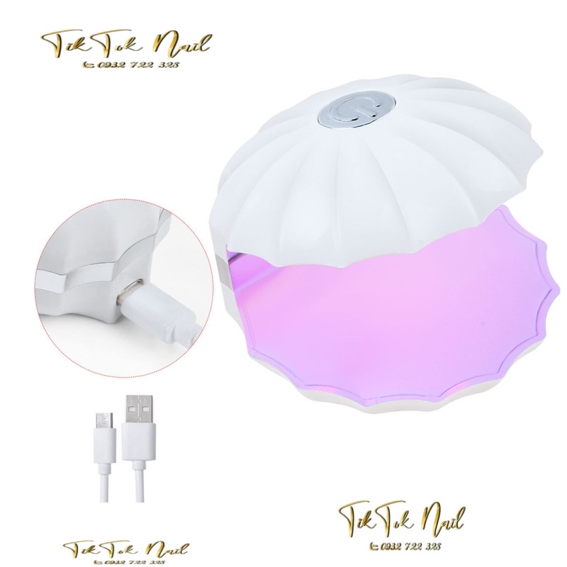 máy hơ tích điện mini con sò đèn hồng k đen tay