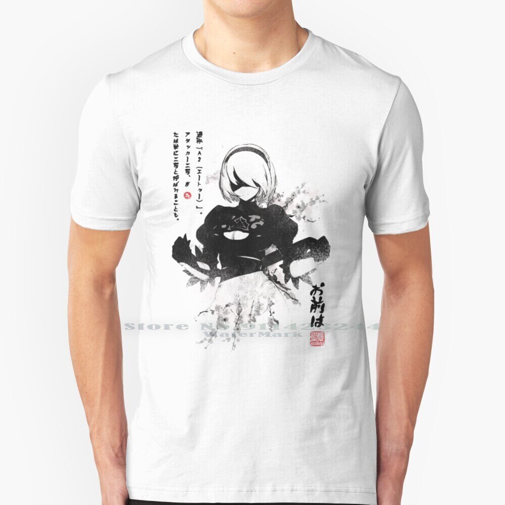 Nier: Automata 2b Nhật Bản InkT Áo Sơ Mi 100% Cotton Nguyên Chất Nier Automata 2b Trò Chơi Điện Tử T