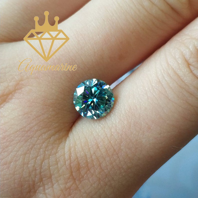 Kim cương nhân tạo Moissanite Round Blue