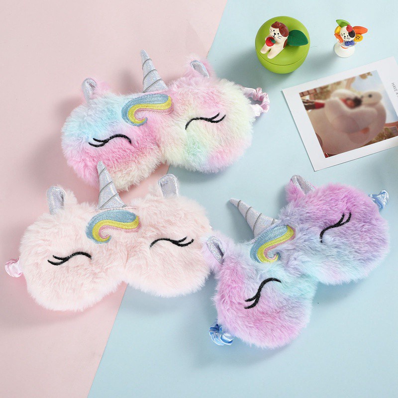 [Hàng mới về] Mặt Nạ Che Mắt Ngủ Hình Kỳ Lân Nhồi Bông Sáng Tạo Cho Bé Gái | BigBuy360 - bigbuy360.vn