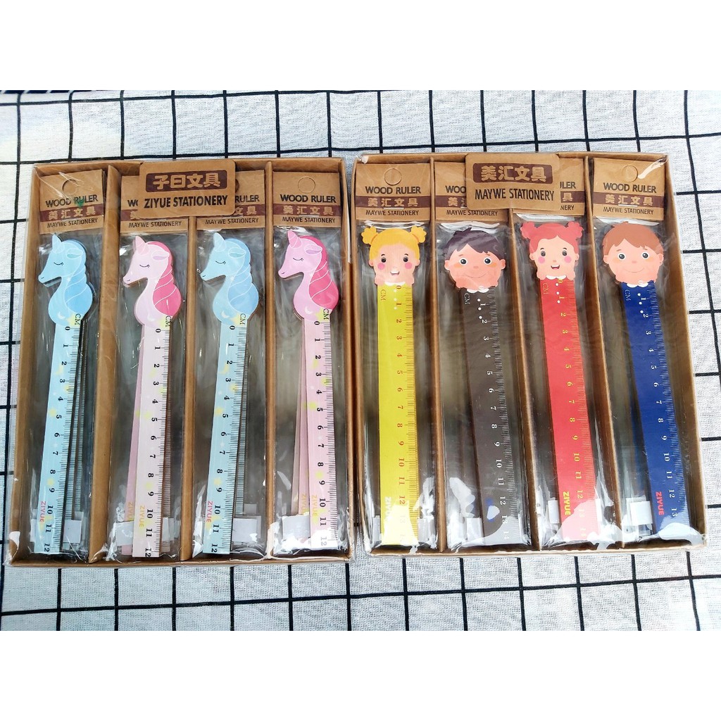 THƯỚC KẺ GỖ 10CM - 15CM NHIỀU MẪU MÃ, AN TOÀN SỬ DỤNG