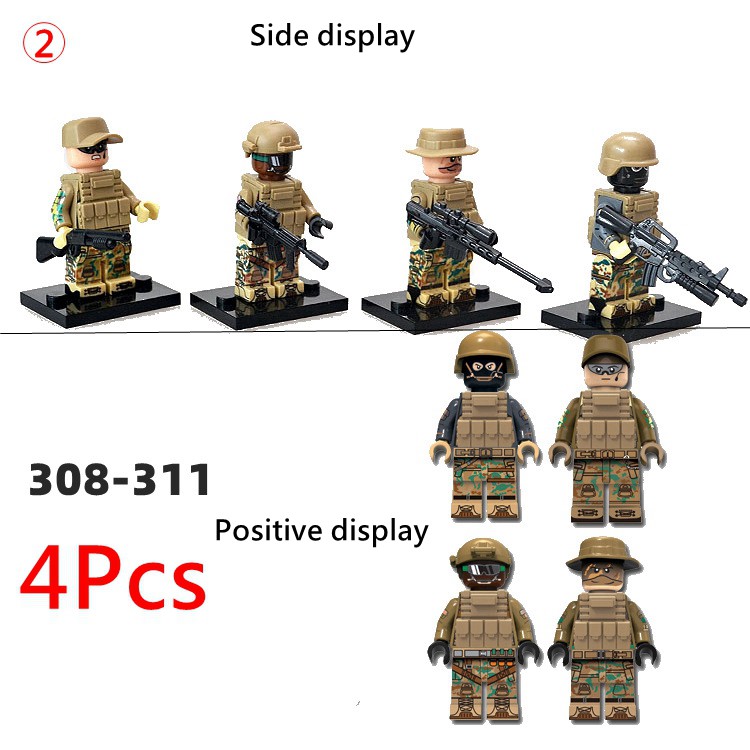 Set 4 Mô Hình Lego Lắp Ráp Chiến Binh Quân Đội Nga WW2 Chất Lượng Cao