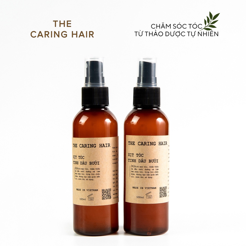 Combo 2 xịt tóc Tinh dầu bưởi The Caring Hair ( Kích mọc tóc - Giảm rụng )