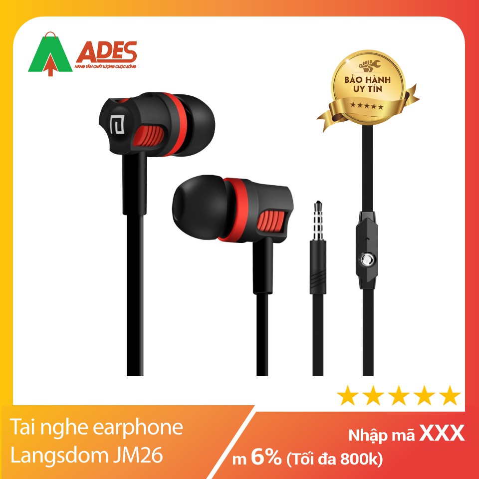 [Mã 2404EL10K giảm 10K đơn 20K] Tai nghe nhét tai earphone Langsdom JM26 Super Bass - Chính hãng - NEW 100%