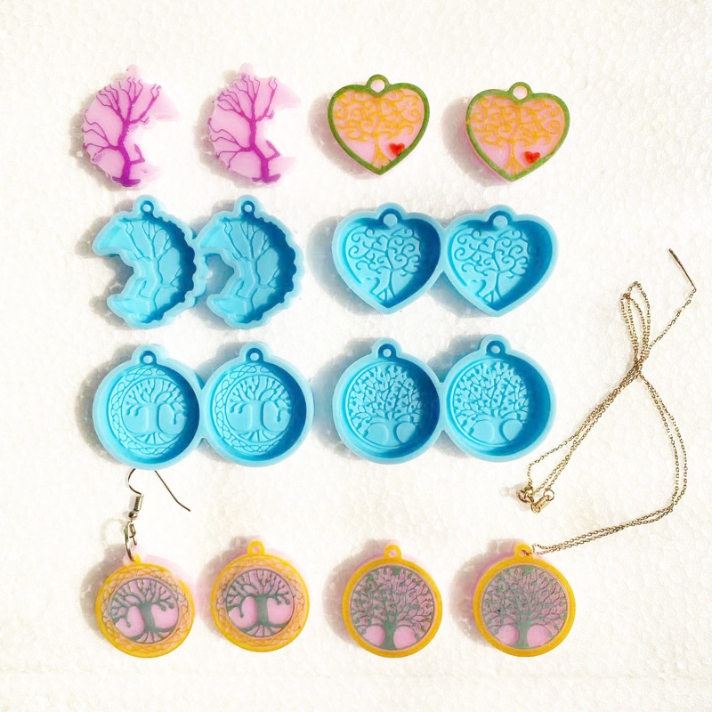 1 / 4 Khuôn Silicone Hình Cây Đời Sống Làm Bông Tai Resin