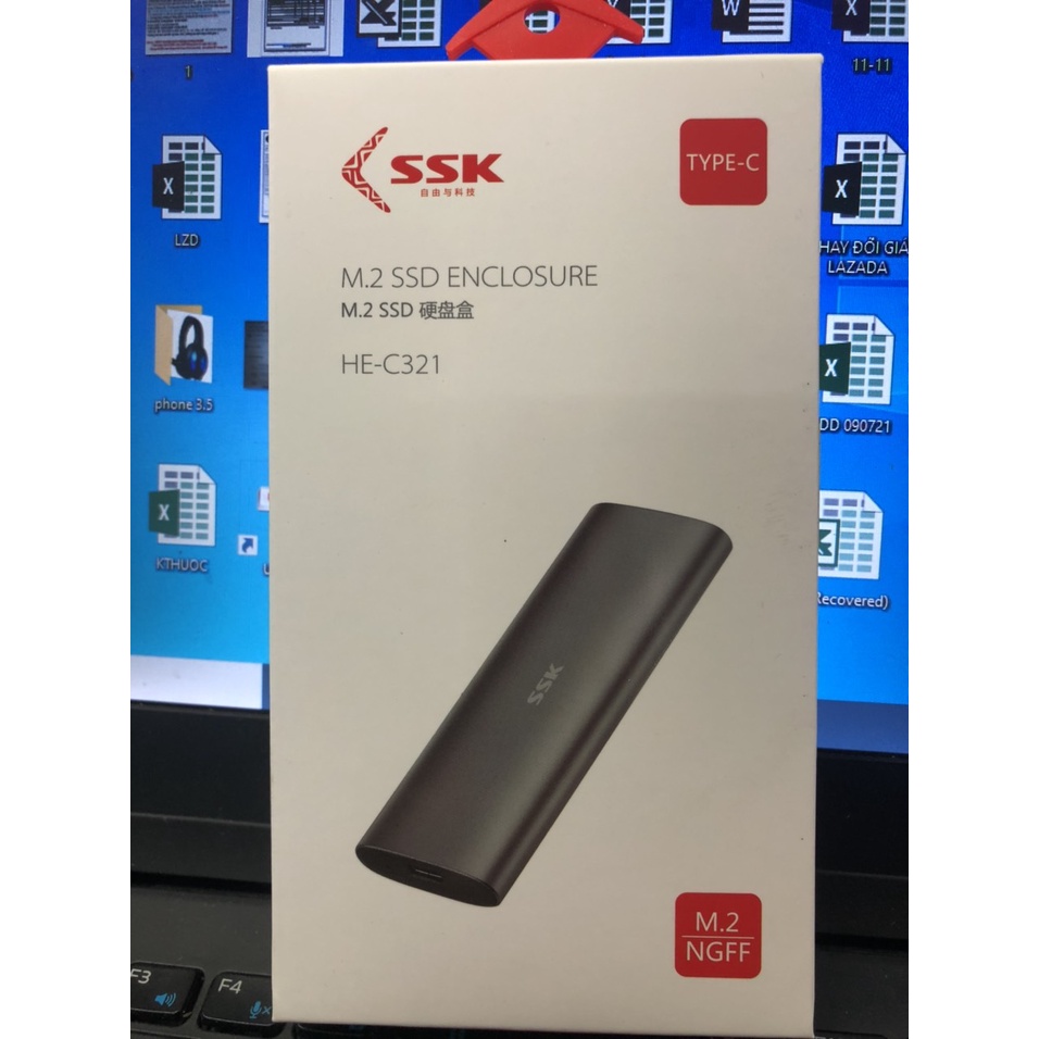 Box chuyển M2 SATA sang USB 3.0 SSK SHE-C321 (Chân cắm Type C sang Type A), Bảo Hành 1 Năm- 1 Đổi 1