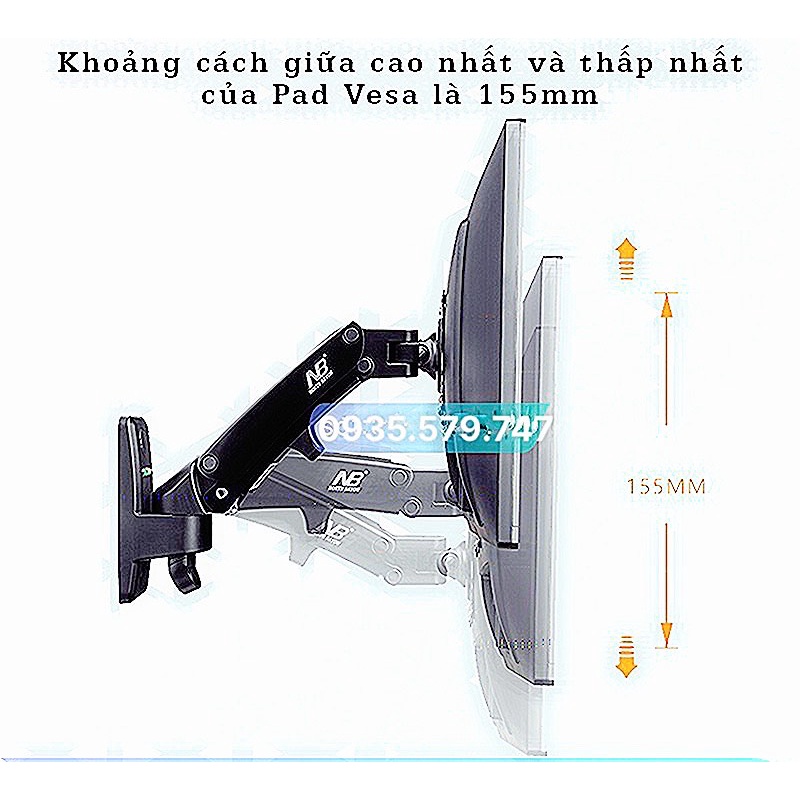 F120 Giá Treo Màn hình gắn tường, Arm màn hình! Lò xo thuỷ tinh