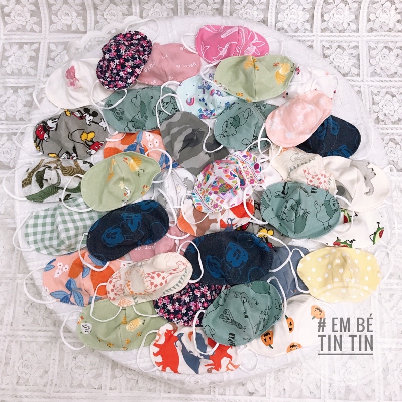 [SALE] Khẩu trang vải hai lớp cho bé - (size 0-18m,2-4y,5-10y) -Khẩu trang tròn cho bé