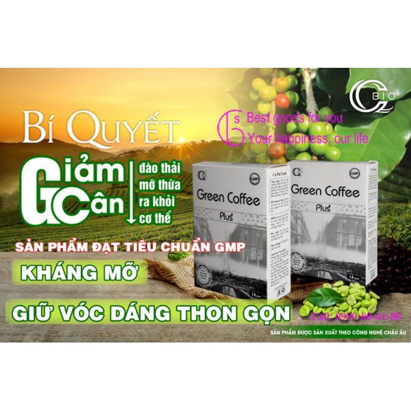 Cafe xanh Green Coffee Plus Qbio - Giảm Cân An Toàn - Không tác dụng phụ, không chất gây hại sức khỏe