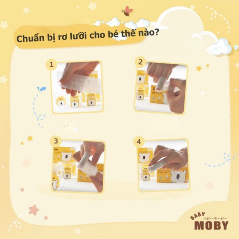 Gói 50 miếng Gạc Rơ Lưỡi Moby Baby Vệ Sinh Răng Miệng Cho Bé
