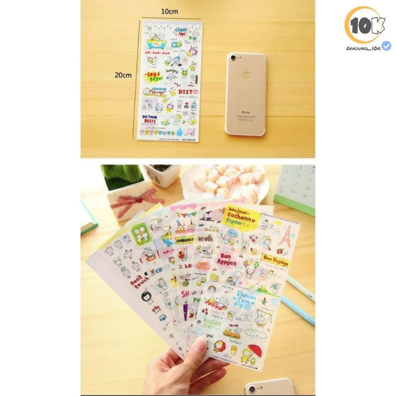 Bộ 6 vỉ sticker mèo trang trí đáng yêu (d16)