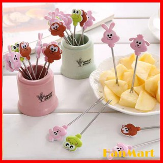 XIÊN HOA QUẢ SIÊU HOT SET 8 CÁI XIÊN HOA QUẢ INOX HÌNH CON VẬT ĐÁNG YÊU TIÊN LỢI