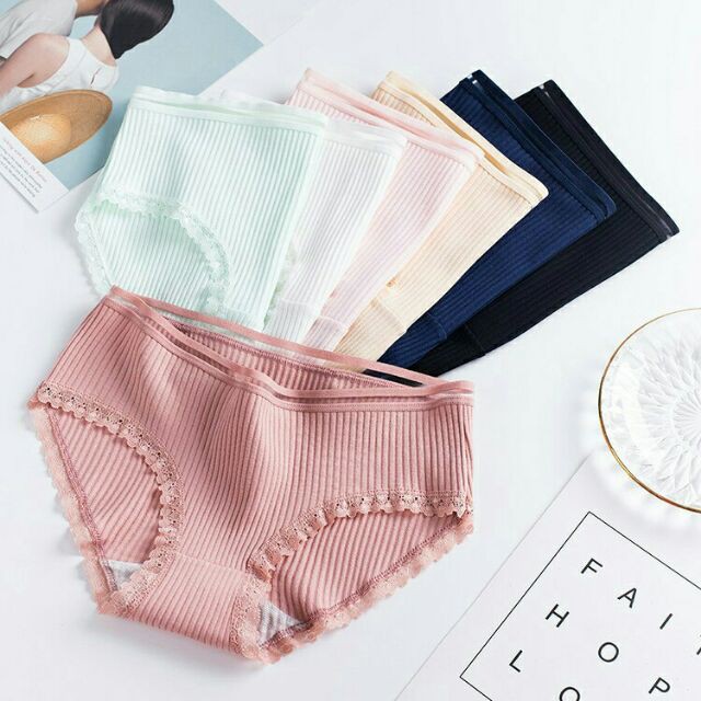 Quần Lót Cotton Nữ💖𝑭𝑹𝑬𝑬𝑺𝑯𝑰𝑷💖Quần Chip Cạp Sọc Kháng Khuẩn Thun Lạnh Dễ Thương Sexy Gợi Cảm