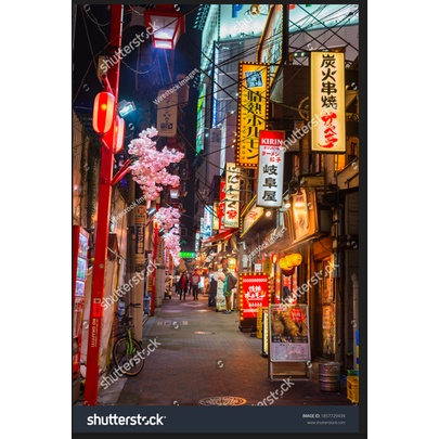 Tranh dán tường đường phố Hàn Quốc 3D Miễn Phí chèn tên riêng Quán, chèn chữ và logo theo yêu cầu