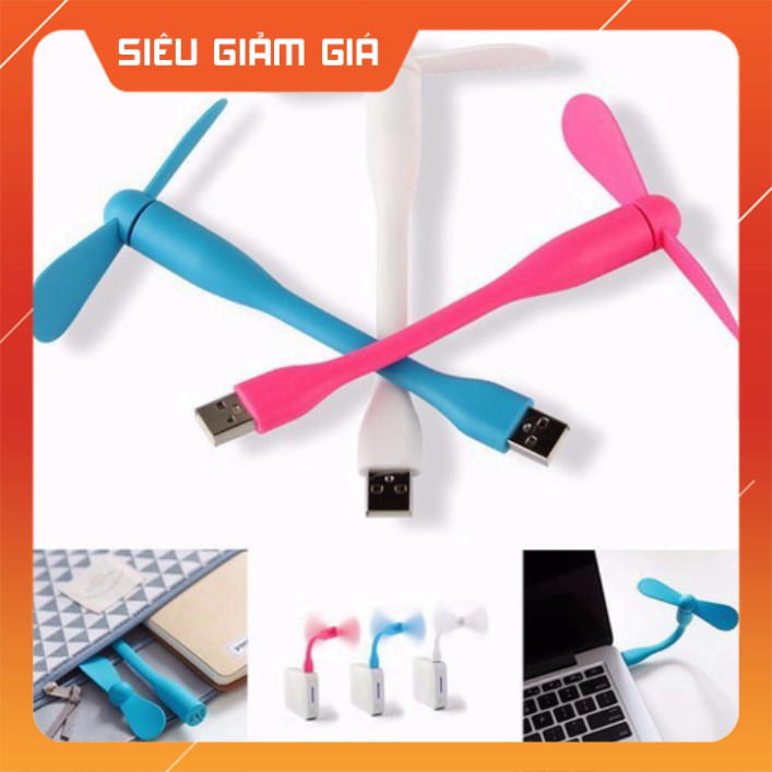 Quạt Mini 2 Cánh Tháo Rời Cổng USB Giải Nhiệt Uốn Cong Tùy Thích - Quạt Điều Hòa Mini Tích Điện Nhỏ Gọn