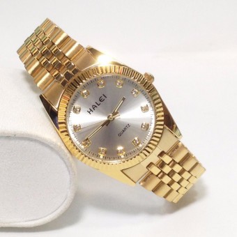 Đồng hồ Nam dây thép mạ vàng chống nước HALEI