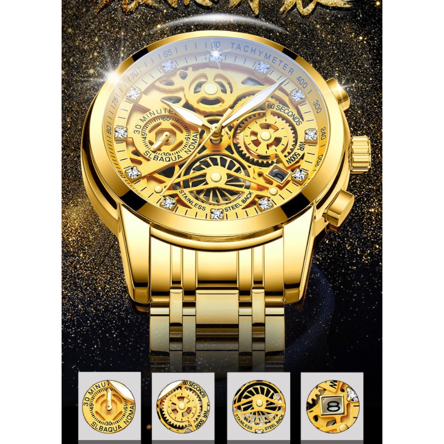 Đồng hồ nam dây thép giả cơ siêu đẹp RZY068