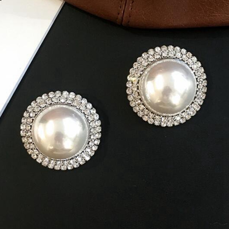 Bông tai đính đá và ngọc trai nhân tạo phong cách sang trọng cho nữ