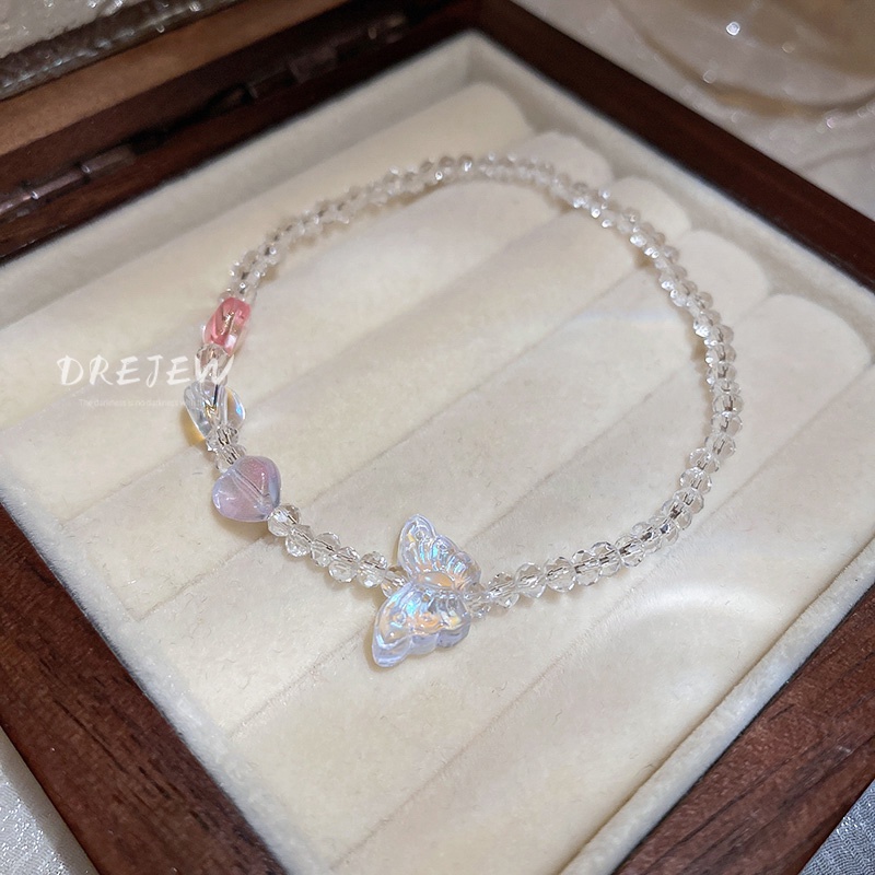 DREJEW Vòng đeo tay DREJEW đính đá phối bướm xinh xắn dễ phối đồ thời trang