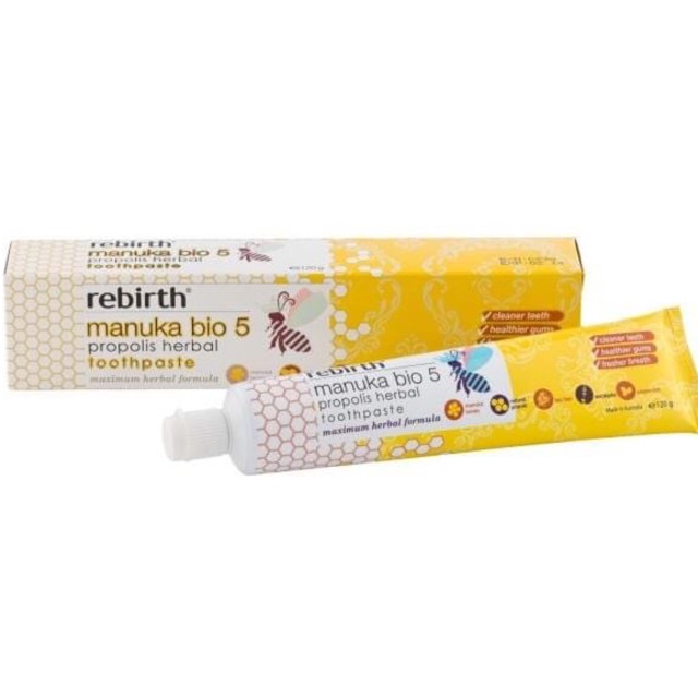 Kem đánh răng thảo dược mật ong manuka Rebirth Manuka Bio 5 Propolis 120gr