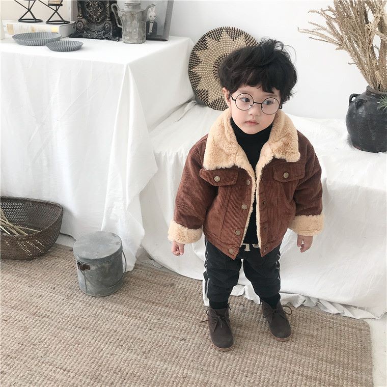 Giảm giá Thời trang trẻ em mùa đông - áo jacket nhung lót lông cho bé trai - quần áo cho bé phong cách hàn quốc - BeeCost