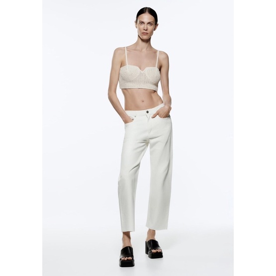Quần jeans ngố ZARA trắng size 38 - 8246049 có sẵn