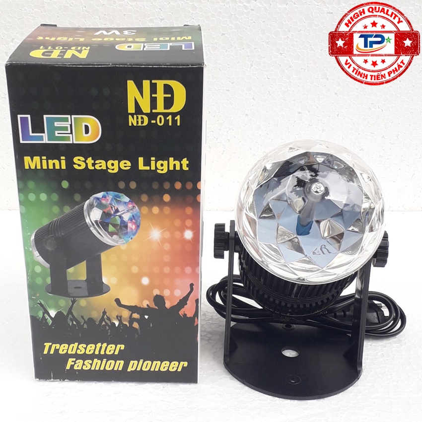Đèn Led Pha Lê NĐ-011 xoay nhiều màu chớp nháy cảm biến theo nhạc trang trí cho Sân Khấu Tiệc Phòng Karaoke Phòng Khách