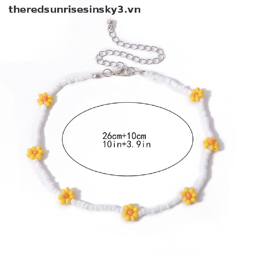 Vòng Cổ Choker Đính Hạt Hình Hoa Cúc Handmade Phong Cách Bohemian Dành Cho Nữ