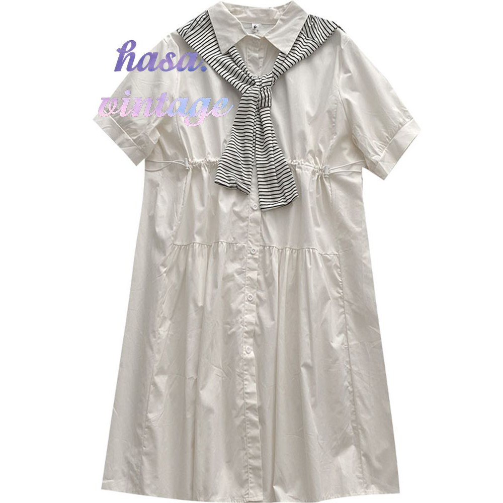 🌿 Đầm váy sơ mi babydoll tầng dáng dài thủy thủ ulzzang hot 🔥