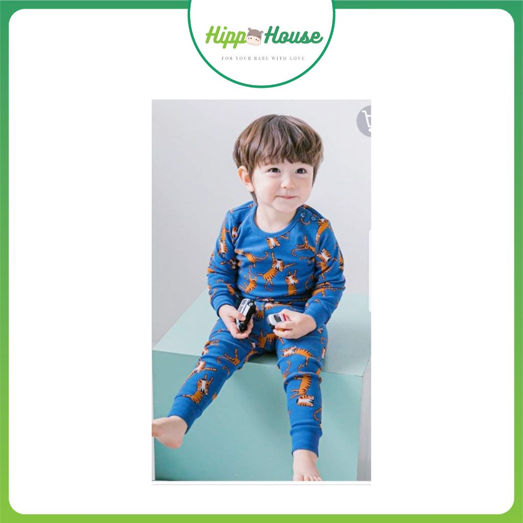 Bộ Dài Tay Thu Đông Cho Bé Cotton Hàn Dày Ấm Áp Hình Hổ Xinh Xắn Size 80 đến 130 Hippo House