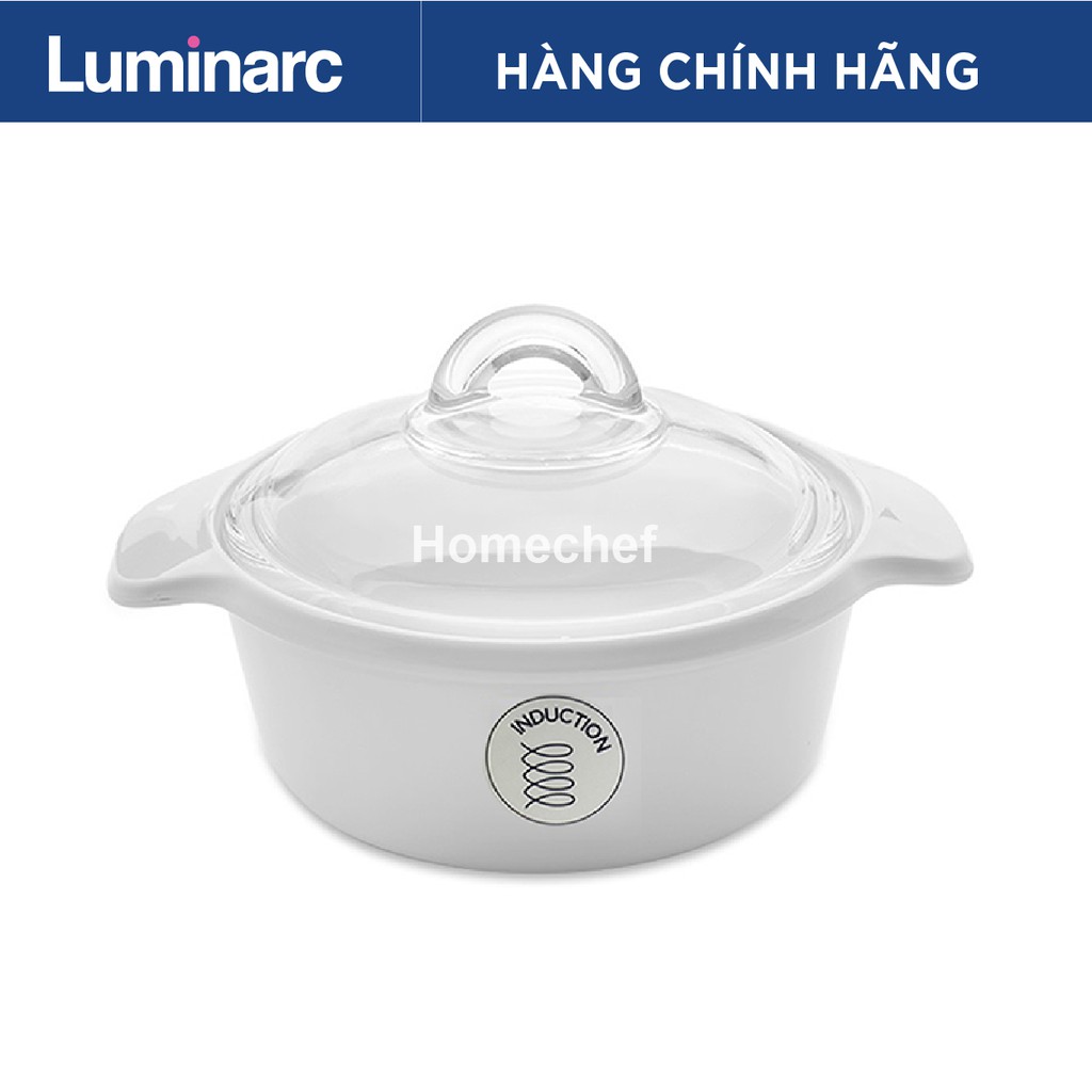 (Ảnh thật - Chính hãng) Nồi thủy tinh đun bếp từ Luminarc Blooming 1L - H6009TU, màu trắng, dùng lò vi sóng, lò nướng