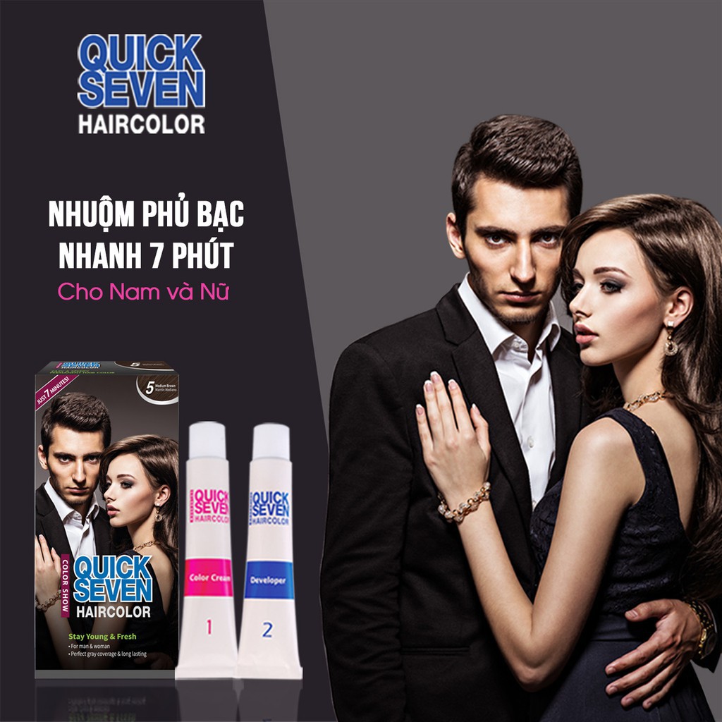 Nhuộm phủ bạc nhanh 7 phút Color Show QUICK SEVEN Hair Color S5 (60g + 60g) Hàn Quốc