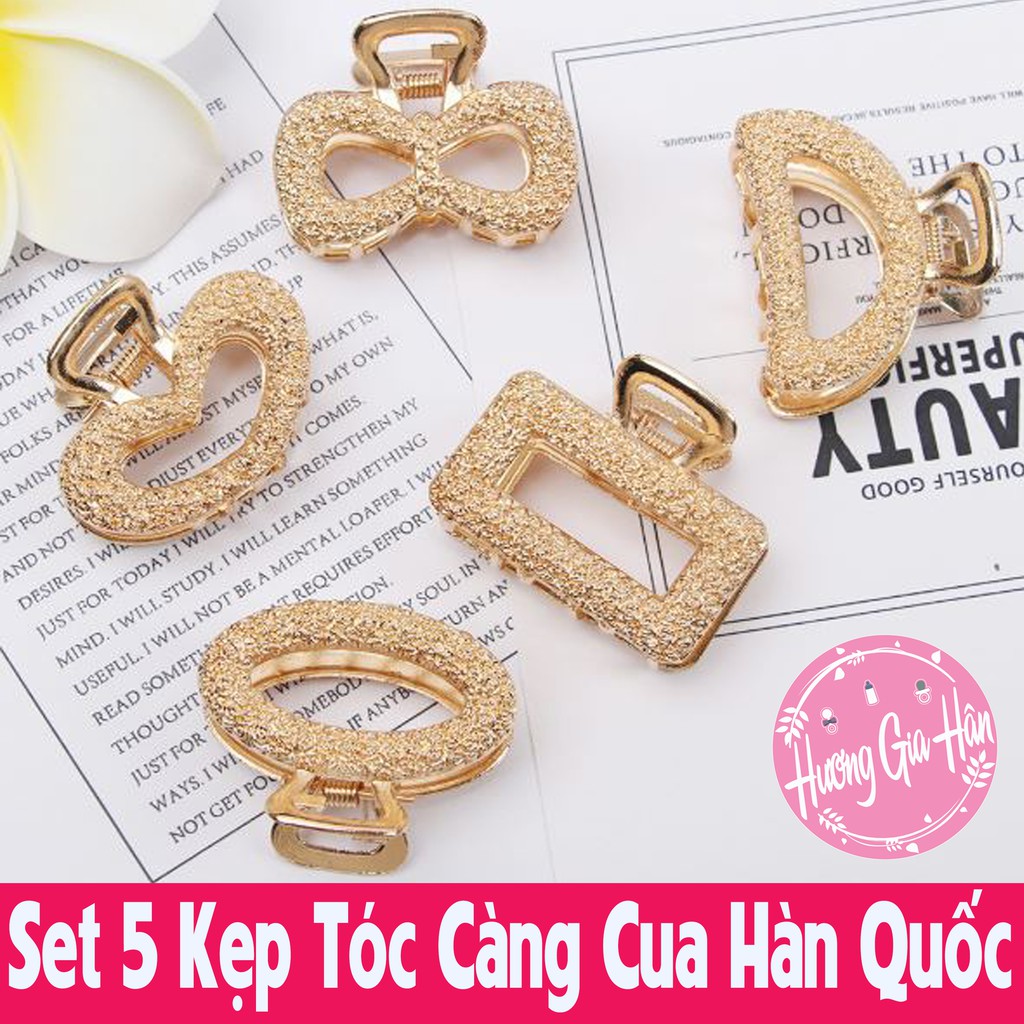 Set 5 Kẹp Tóc Càng Cua Hàn Quốc Màu Vàng Hot Trend Siêu Xinh Cute - Bộ 5 Món Kẹp Tóc, Sét Cặp Tóc