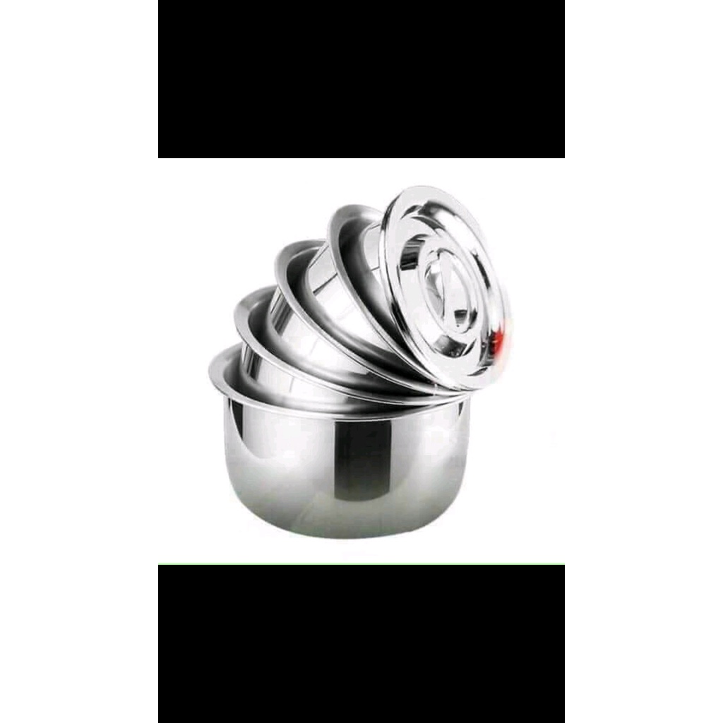 BỘ 5 THAU INOX CÓ NẮP ĐẬY STOCK POT KHÔNG TIN ĐƯỢC 5 BỘ THAU CÓ NẮP INOX VỚI GIÁ NÀY Ạ C
