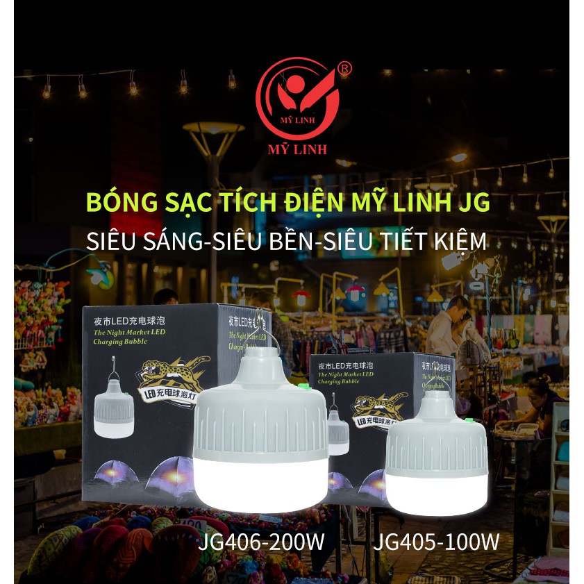 Bóng đèn led sạc tích điện siêu sáng 100w. Ánh sáng trắng. Dễ dàng sử dụng. Có móc treo và kèm theo dây sạc USB. Côn
