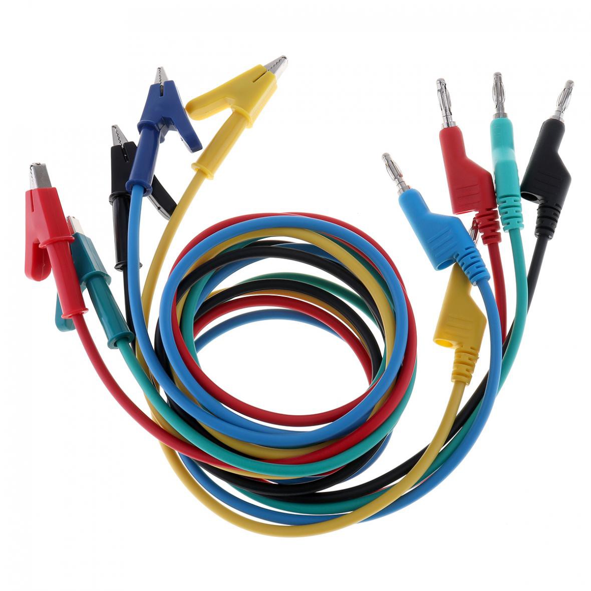 5pcs/lot ZJMLING Test Line Silicone Banana Plug to Crocodile Alligator Clip Dual-ended Test Probe Cable Test Lead