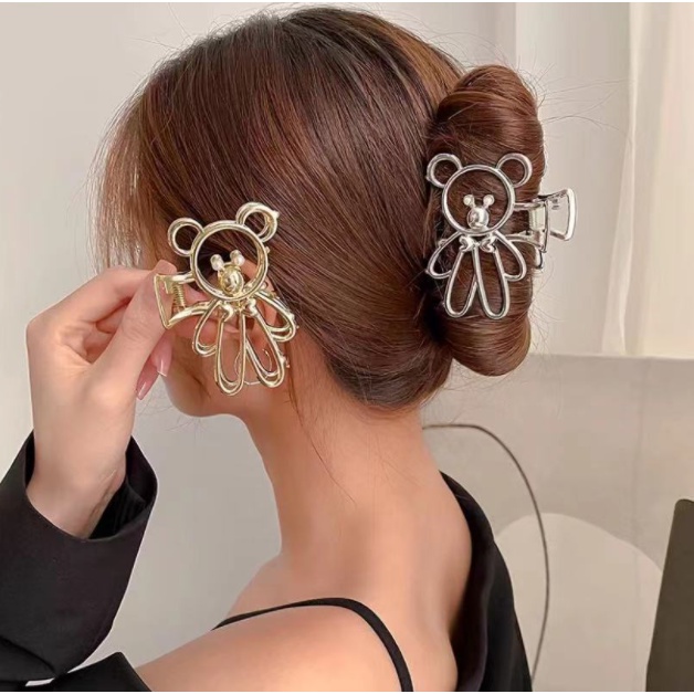 Kẹp tóc càng cua kim loại hình gấu teddy xinh cực  Clovershop68