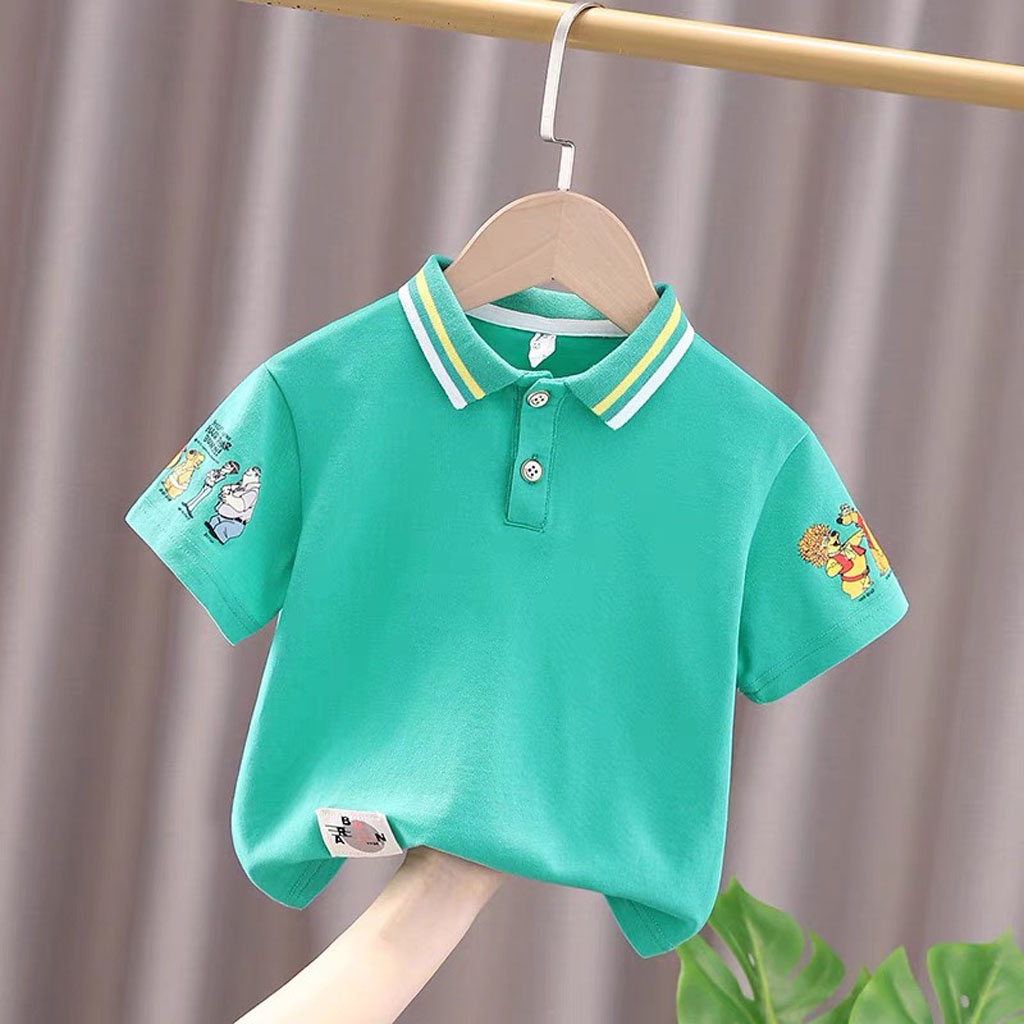 Áo Polo Bé Trai Tay In Hoạt Hình, Áo Cộc tay Cho Bé Chất Cotton Cao Cấp từ 8-28kg - LILA KIDS