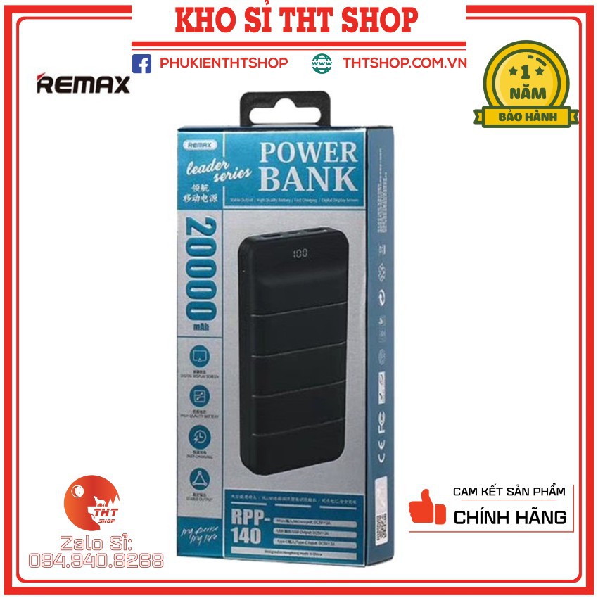 [ CHÍNH HÃNG ]Pin sạc dự phòng 20000mAh REMAX  sạc nhanh  lõi Li-polymer 2 cổng QC3.0+1 cổng PD