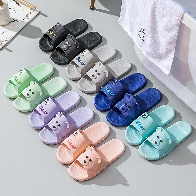 Dép Đi Trong Nhà, Văn Phòng, Nhà Tắm Nguyên Khối Hình Gấu Tai Bear xinh xắn, cute