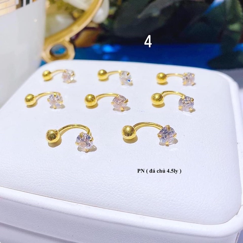 Bông Tai Vàng Nữ Nhiều Mẫu Mã Dáng Kẹp Vành Đầu đinh Chốt Vặn Ren Siêu Chắc Chắn, Bền, Đẹp