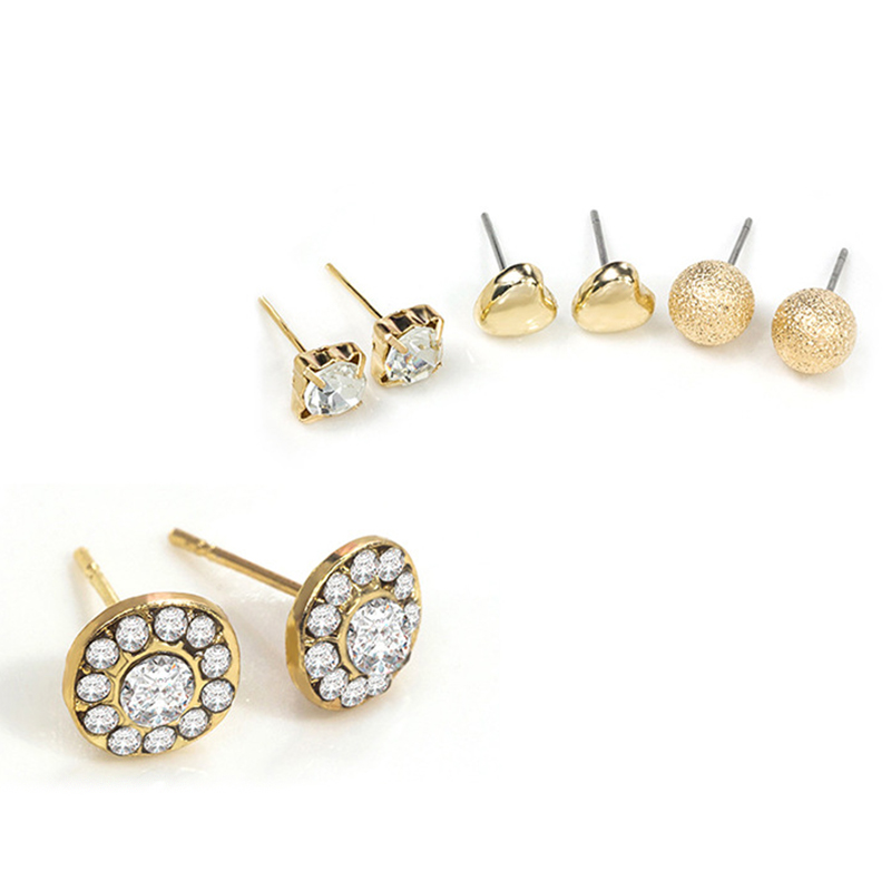 Set 12 cặp khuyên tai đính đá zircon và ngọc trai kiểu dáng thời trang dành cho nữ